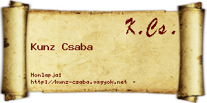Kunz Csaba névjegykártya